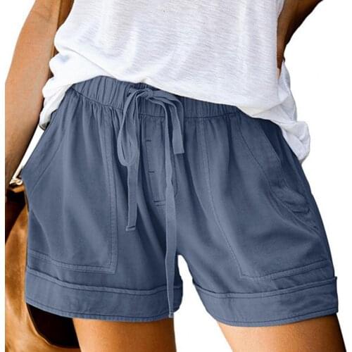 Shorts female Drawstring Elastic Waist Women Loose Pockets Mini Shorts Beach Womens shorts fashion shorts Womens Clothing 2021