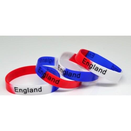 6x England National Team Football Soccer Basketball Silicone Bracelet Bangle Wristband Sport Fashion Jewelry Party Gift
