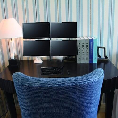 Suptek Quad Arm LCD LED Monitor Stand Desk Mount Bracket Heavy Duty Fully Adjustable fits 4 /Four Screens up to 27" MD6884