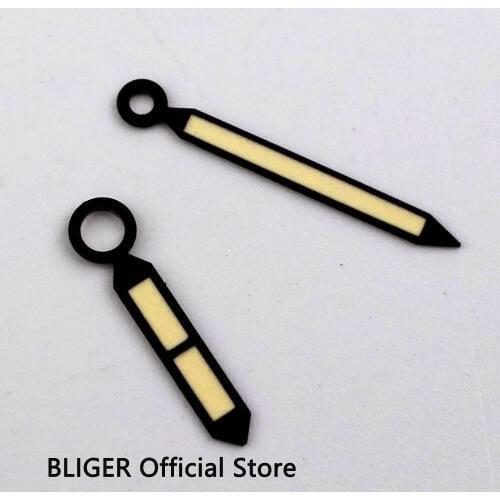 BLIGER Black Rim Stainless Steel Luminous Watch Hands Fit for ETA 6497 6498 Hand-Winding Movement Mens Watch Hand