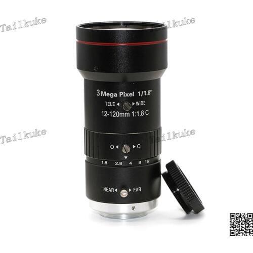 Machine Vision Telephoto 12-120mm Industrial Lens 1 / 1.8 Inch HD FA Zoom Low Distortion C-mount Lens
