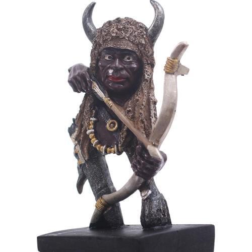 WU CHEN LONG African Warrior Statue Retro Inuit Characters Art Sculpture Creative Resin Craft Office Decorations For Home R3413