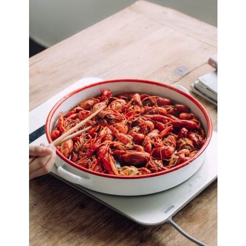 Japanese porcelain enameled double ears large round rice soup dessert bread food plate deep nordic dish tableware