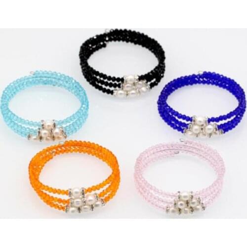 Pearl bracelet Hand-made gem stones crystal pearl warp bracelet best gift