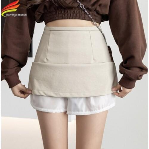 New 2021 Autumn Winter PU Leather Skirt Women Korean Fashion Style High Waist Casual A Line Mini Skirt Zipper Up Short Jupe