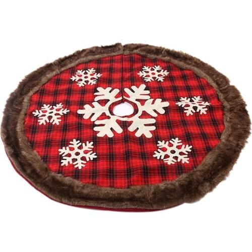 1pc Dia 120cm Fluffy Red Plaid Snowflakes Merry Christmas Tree Skirts Gift Home New Year Decor Christmas Decor Xmas Tree Skirt