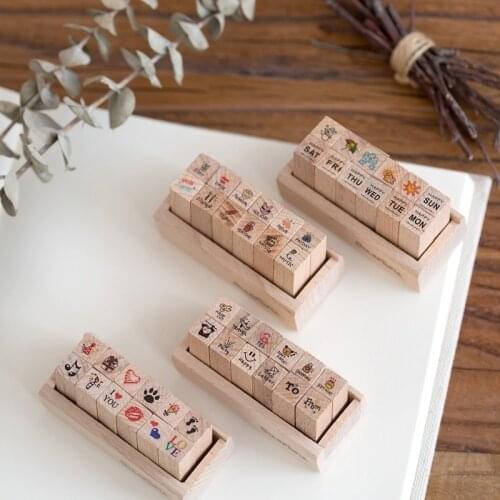 12pcs/set Vintage Weather Journal Stamp DIY Wooden Stamps for Scrapbooking Stationery Scrapbooking Standard Stamp
