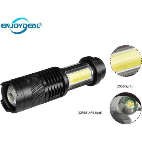 3800LM Q5 COB LED Flashlight Ultra Bright Zoomable Mini LED Flashlight Use AA 14500 Battery Focus Light 3 Mode Torch for outdoor
