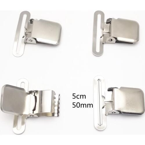 4pcs/lot 50mm DIY Suspender Clip Silver Metal Pacifier Clip Unisex Adult Common Clip 5cm Big Strong Closure Non Slip