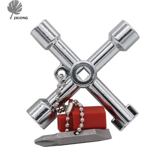 5 In 1 Cross Switch Key Wrench With Accessories Universal Square Triangle Train Electrical Cupboard Box Elevator Cabinet Alloy
