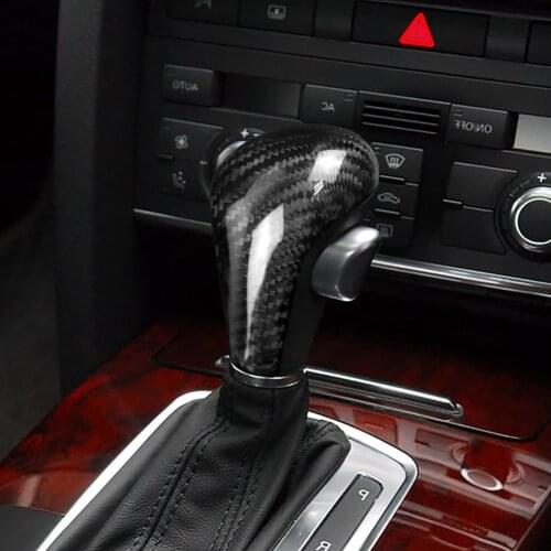 Auto Styling Trim Cover Sticker Parts Carbon Fiber Shifter Stick Knob Trim Decorative Cover for Audi A4L A5 A6L Q5 Q7
