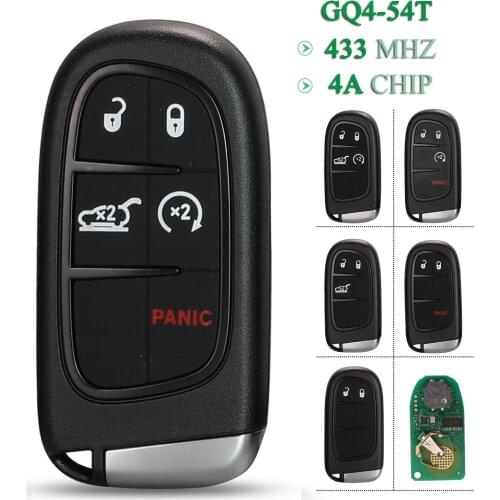 Bilchave 2/3/4/5 Buttons 4A PCF7938X Chip 433MHz Hitag-AES Smart Remote Car Key FOB For Jeep Cherokee Durango Chrysler GQ4-54T