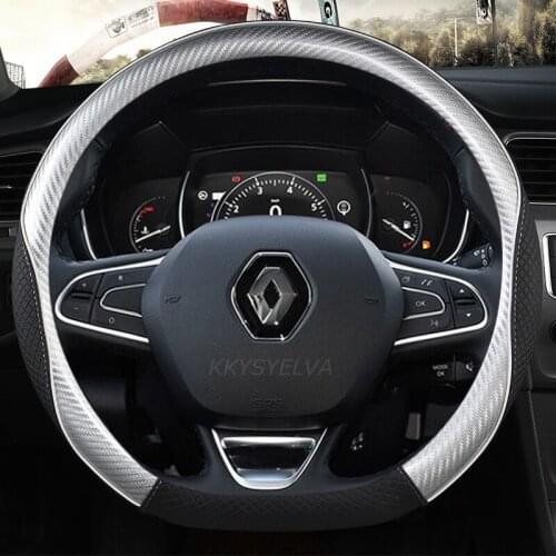 For Renault Scenic 1 2 3 4 Grand Scenic Megane Car Steering Wheel Cover Microfiber Leather + Carbon Fiber Auto Accessories