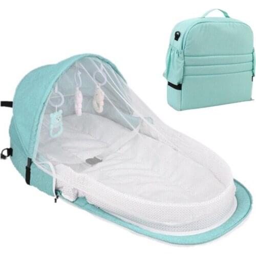 Baby Travel Bed Diaper Bag with Changing Station Foldable Travel Bassinet with Protective Band Insulated Pocket for Baby Bed Por