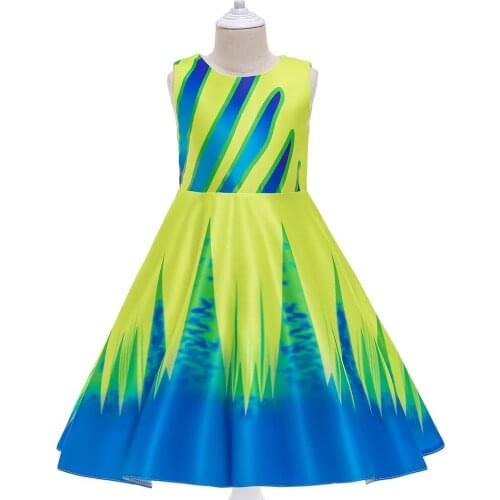 Princess Kids Party Dress Children Christmas Halloween Yellow Satin Cosplay Costume New Year Mermaid Style Kids Clothes