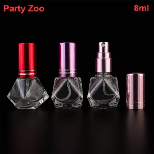 300 X 8ml Mini Colorful Spray Bottle Diamond Shape Parfum Atomizer Clear Perfume Jars Portable Empty Container Glass Bottle