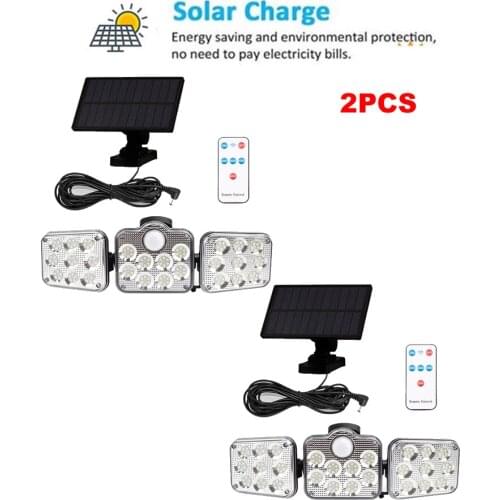 2pcs 138 led seperable remote outdoor solar light PIR motion sensor solar garden lamps energy saving street wall lamp Three mode