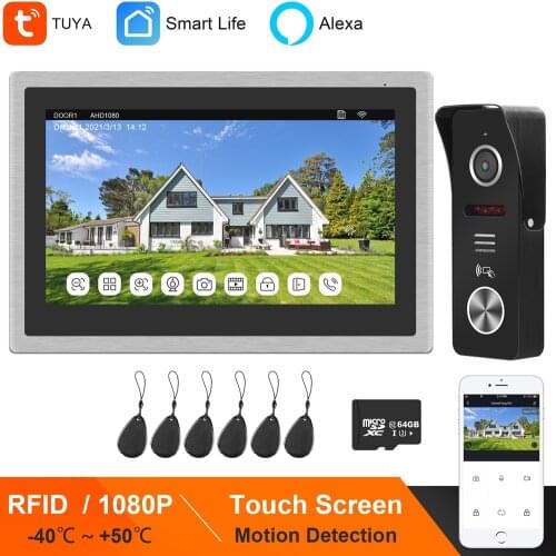 HomeFong Video Intercom Doorbell 1200TVL IR Camera HD Monitor With 32G Memory Card Support Unlock CCTV videocitofono 10 pollici