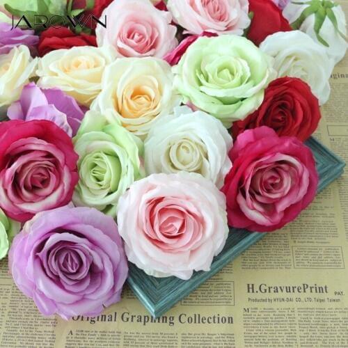 JAROWN Simulation Rose Head Artificial Silk Fake Flowers Wedding DIY Flower Row Wall Decoration Stage Decor Road Cited Flores