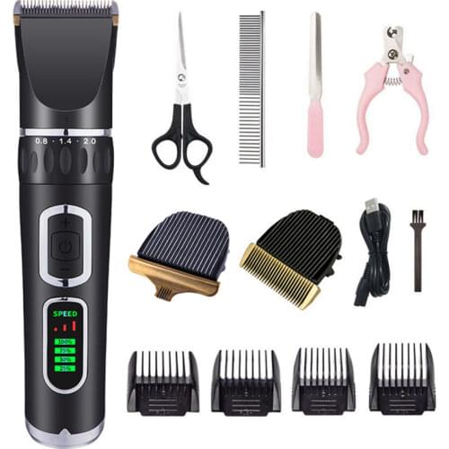Dog Clipper Low Noise Low Vibration LED Screen Indicate Dog Pet Grooming kit USB Charge Small Medium Large Dog Hair Clippers