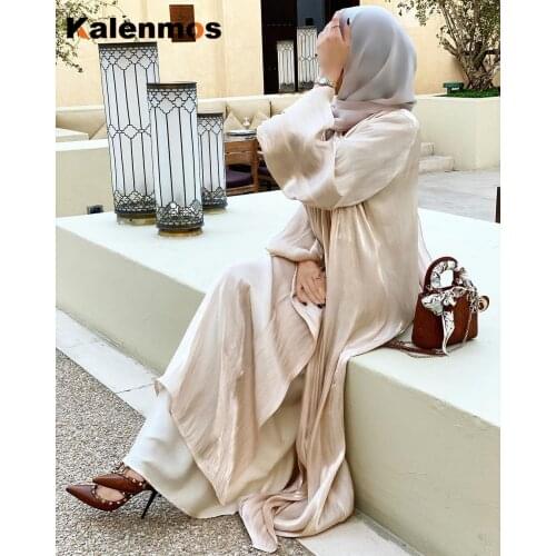 Muslim Dress Women Turkey Eid Abaya Dubai Traf Lantern Sleeve Maxi Dresses Moroccan Kaftan Robe Musulman Arab Islamic Vestidos