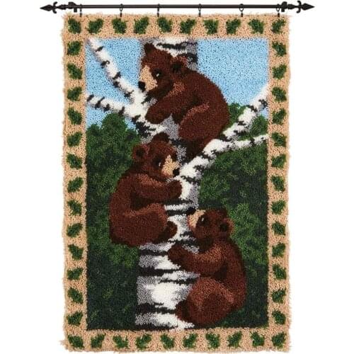 Latch hook kit with Pre-Printed Pattern Crafts for adults Carpet embroidery set Knotted carpet kit Tapestry Bear Diy Hook mat