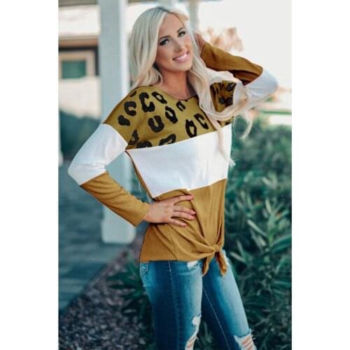 2021 Clothing New Fashion Popite WomenS Printed Stitching Round Neck Long Sleeve Top