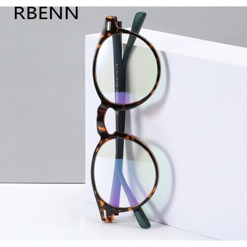 RBENN Fashion Ultralight Anti Blue Light Glasses Men Women Round TR90 Frame Computer Gaming Eyewear Custom Prescription Lense