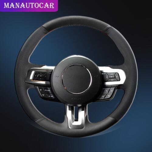 Car Braid On The Steering Wheel Cover for Ford Mustang 2015-2019 Mustang GT 2015 2017 2018 2019 Auto Braiding Covers Car-styling