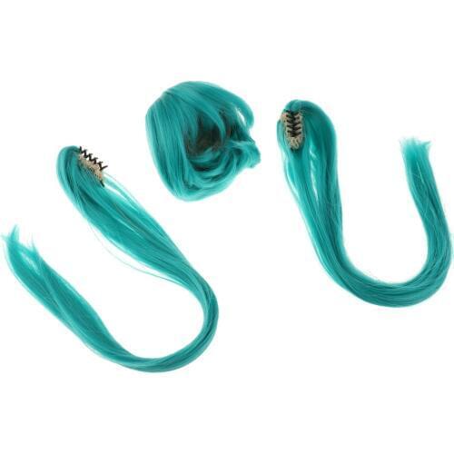 1/3 BJD Doll Wig Synthetic Fiber Ponytail Straight Hair No Shedding Wig for 60cm Night Lolita Doll Accs Green