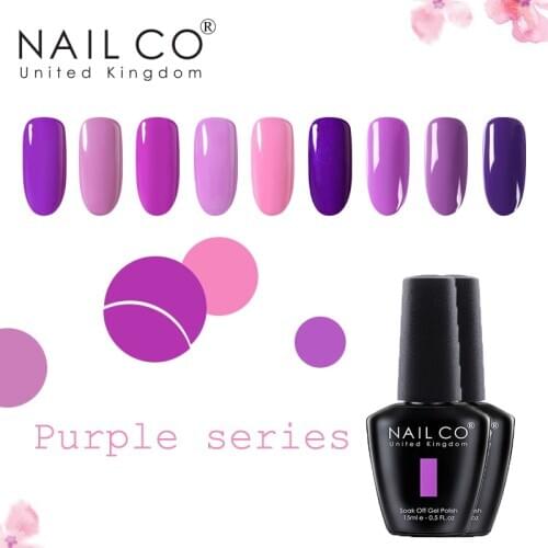 NAILCO Hot Sale Varnish Hybrid Nail Gel Polish 15ml Purple Series Nails Design Semi permanent Lacquer Gel Color Top Base Coat