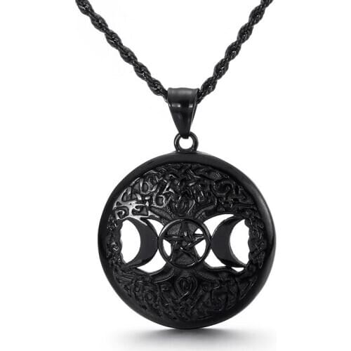 Pop Creative Viking Life Tree Amulet Pendant Pentagram Moon Stainless Steel