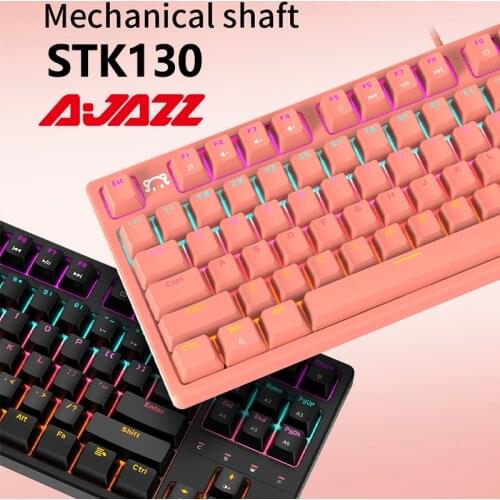 Ajazz STK130 Wired Mechanical Keyboard 87-key RGB Backlit Red/Blue Switch Ergonomic Gaming Keyboard for PC Laptop Tablet Desktop
