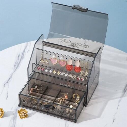 9 Grid Transparent Drawer Jewelry Storage Box INS Desktop Cosmetic Dustproof Organizer Home Anti-fall Bedroom Storage Boxes