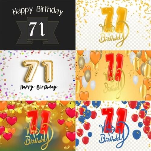 Photo Studio Props Vinyl Photography Backdrop Seventy One Year Old Birthday Balloon Cake 71St Birthday Party Decoration