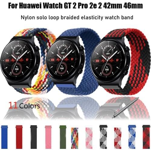 For Huawei Watch GT 2 Pro 2e Strap Nylon Solo Loop Bands Bracelets for huawei watch GT 2 42mm 46mm 20mm 22mm Braided Wristbelts