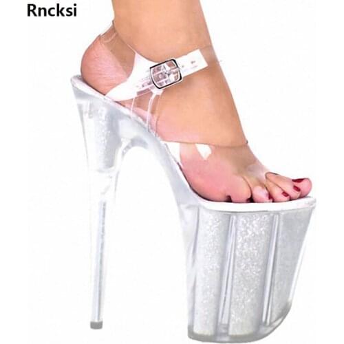 Rncksi New Womens Shoes Platform PVC Sandals Pole Dancing Shoes 8 Inch High Heels Shoes Nightclub Dance Shoes