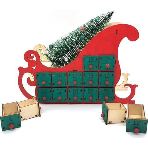 Christmas Wooden Calendar Funny Cute Desktop Decor Home Decoration With Drawers Home Crafts For Christmas Decor