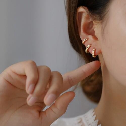 925 sterling silver earring fashion zircon wave Geometry ear ring Rhombus shape ear bone Simple personality boy girl ear jewelry