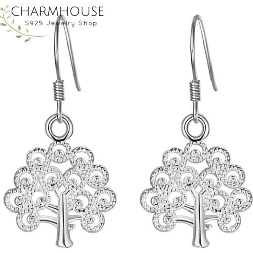 Charmhouse 925 Silver Earrings for Women Money Tree Dangle Earing Brincos Pendientes Fashion Jewelry Accessories Party Gifts
