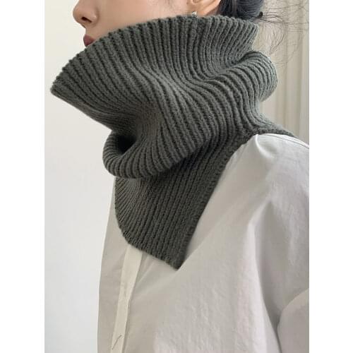 New Design Winter Turtleneck Knitted Ring Scarf Women Fashion Turn Down Ring Loop Scarf Female Elastic Comfortable False Collar