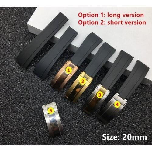 20mm Black nature silicone Rubber Watchband watch band For Role strap Daytona Submariner GMT OYSTERFLEX Bracelet logo on