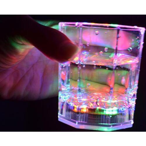 LED Lamp Plastic Transparent Cups Bar Club Wine Glass Colorful Flashing Octagonal Scotch Luminous Cups