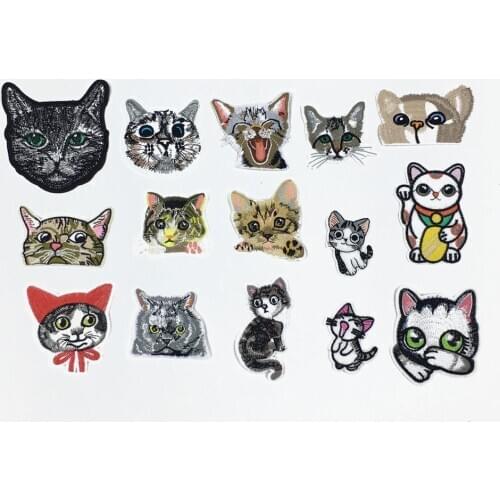 Fashion Style Cartoon Cat Hot Melt Adhesive Patch DIY Embroidery Clothes Pants Ironing Badge Stickers Craft Supplies Accessories