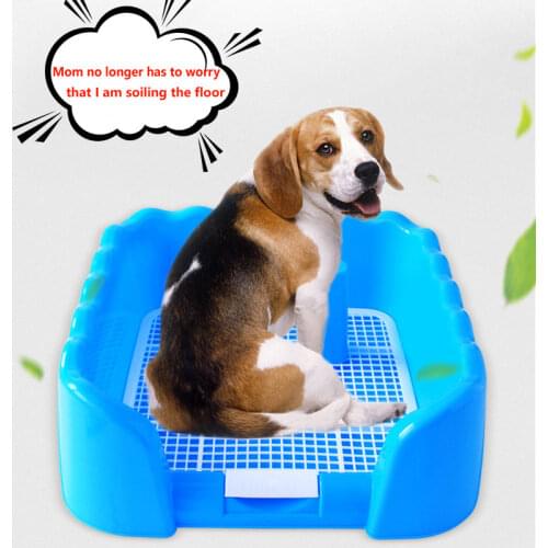Pet Dog Toilet Potty Tray with Fence Pee Post Portable Puppy Training Grid Pad Litter Boxes Blue Pink Bedpan Toilet Tray Drain