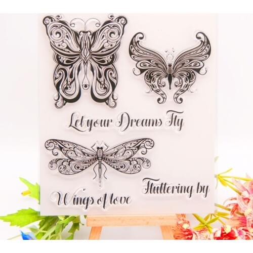 WYSE Butterfly Clear Stamps Dragonfly Transparent Scrapbooking Paper Clear Stamp for DIY Handmade Craft Card Decoratives Tool