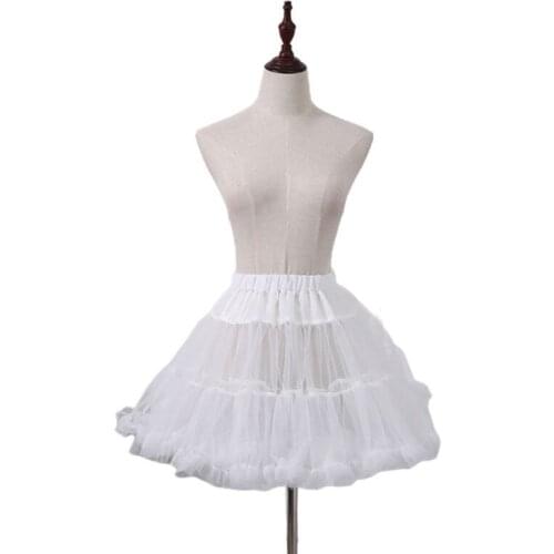 L93F Women Lolita Tulle Petticoat Vintage Swing Tutu Skirt Elastic Waist Hoopless Underskirt Cosplay Ruffles Crinoline Bustle