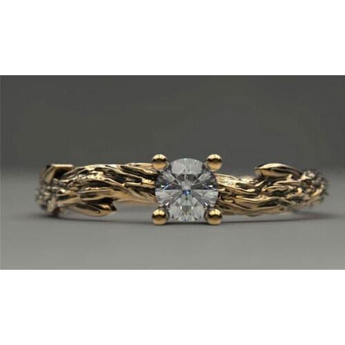 Vintage Jewelry Unique Tree Vine Shape Zirconia Ladies Ring Engagement Wedding Ring Girls Party Glamour Accessories