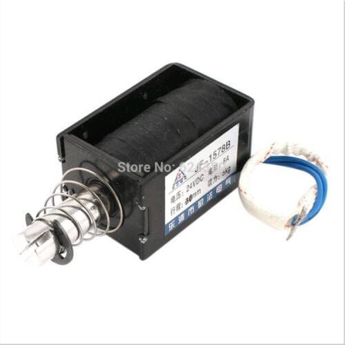 1 PCS NOW JF-1578B DC 24V 8A Push Pull Type Open Frame Solenoid Electromagnet 30mm Stroke 50N 5Kg 11LB Force Discount