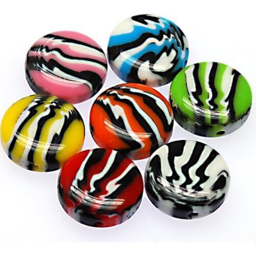 10 Pcs/Lot High quality 8*18 mm Stripe Resin Flat Round Spacer Charm Beads For Diy Jewelry Making
